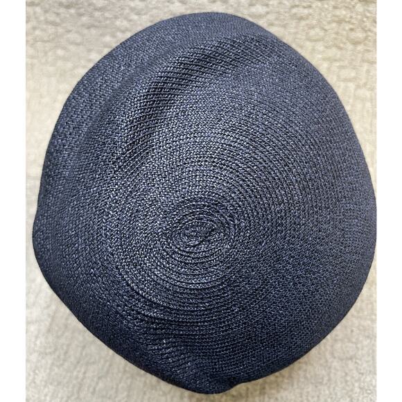 Eugenia Kim Navy Blue Woven Mia Cap Hat M NWT $290 Pleated Buckle Newsboy main image 6